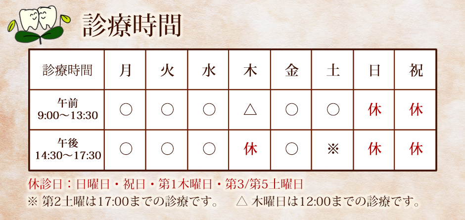 みなみかた歯科医院　診療時間表