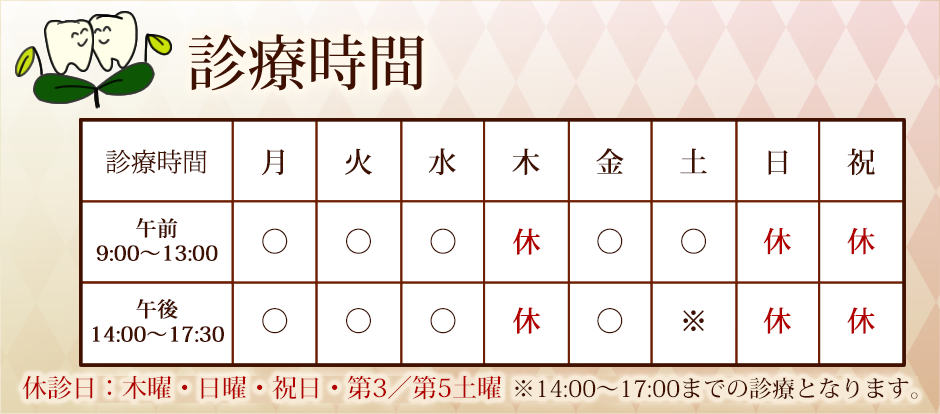 みなみかた歯科医院　診療時間表