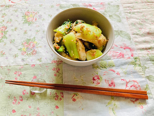 ちんげん菜とちくわのおかか和え_01
