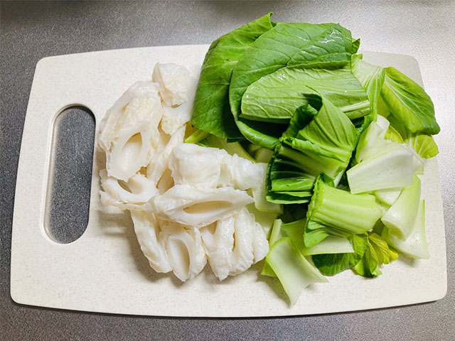 ちんげん菜とちくわのおかか和え_02