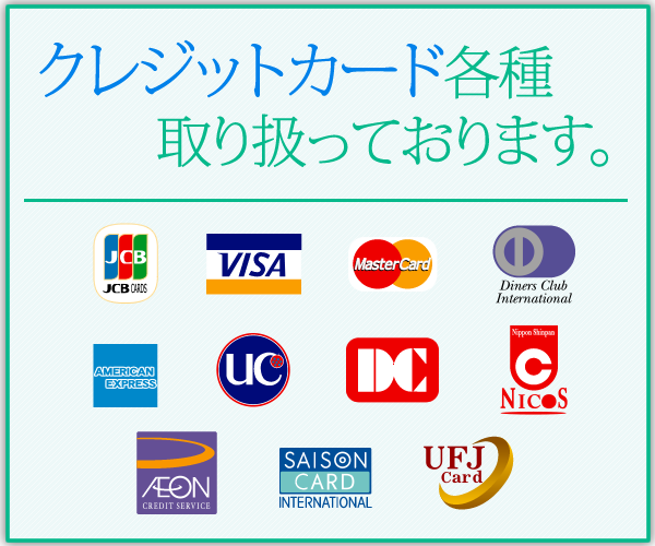 クレジットカード各種取り扱っております。