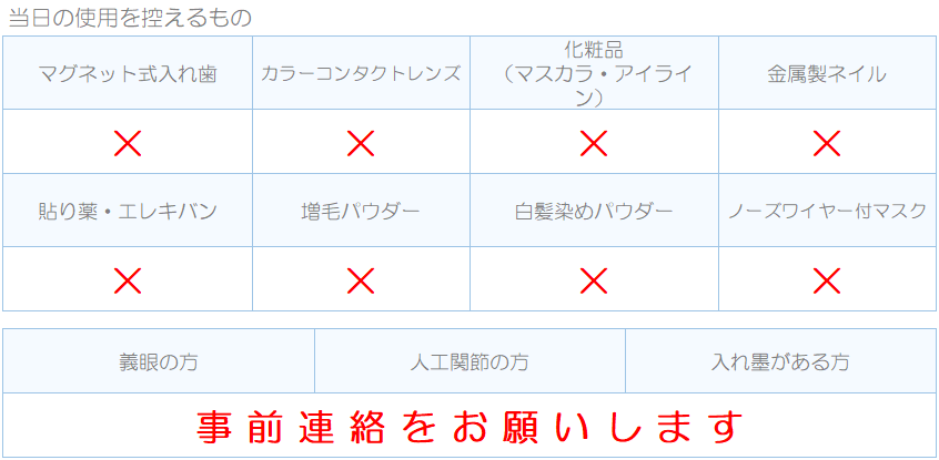検査前のご注意